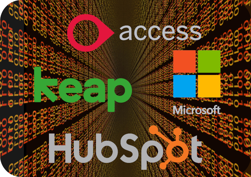 CRM vendor logos - Access, Keap, Windows and Hubspot