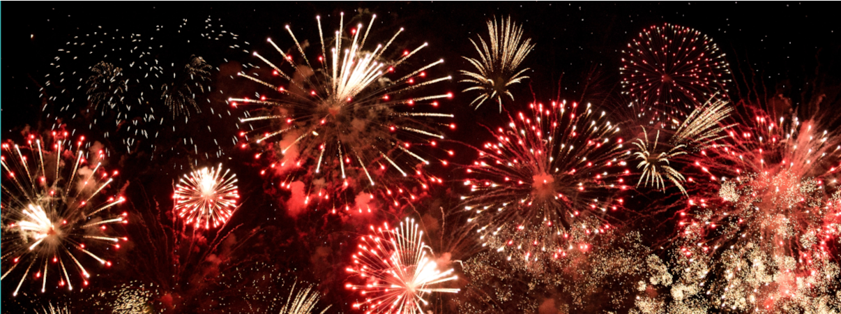 Fireworks exploding represent our great testimonials from clients